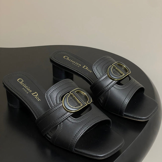 DIOR HIGH HEEL CLASSIC MONTAIGNE 40 MM 25S IN BLACK LAMBSKIN WITH CD LOGO