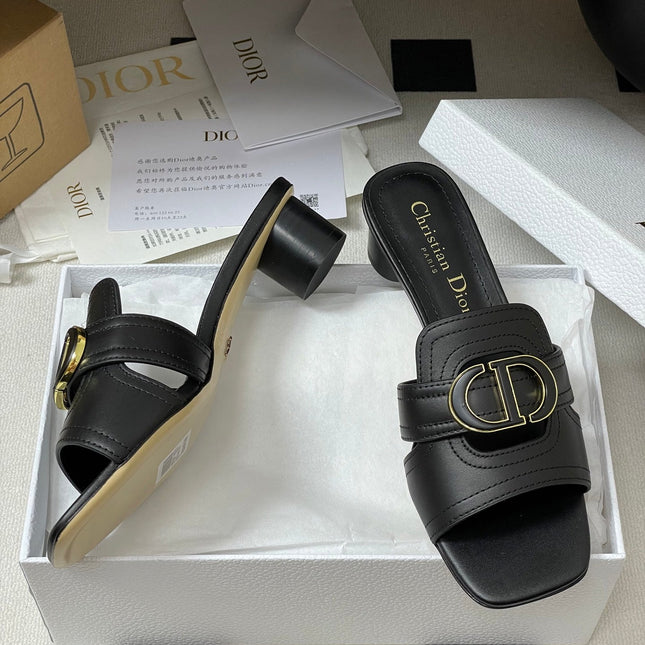 DIOR HIGH HEEL CLASSIC MONTAIGNE 40 MM 25S IN BLACK LAMBSKIN WITH CD LOGO