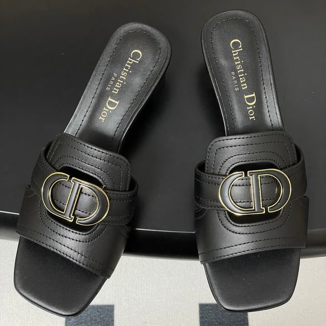 DIOR HIGH HEEL CLASSIC MONTAIGNE 40 MM 25S IN BLACK LAMBSKIN WITH CD LOGO