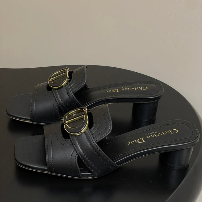 DIOR HIGH HEEL CLASSIC MONTAIGNE 40 MM 25S IN BLACK LAMBSKIN WITH CD LOGO