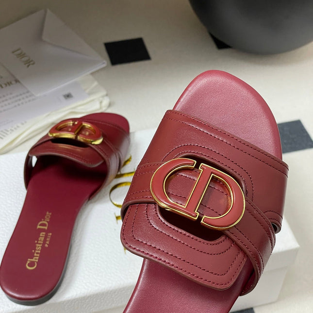 DIOR CLASSIC MONTAIGNE SANDALS 25S IN DARK RED LAMBSKIN WITH CD LOGO