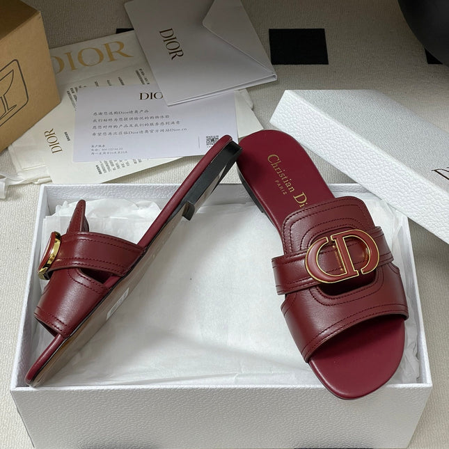 DIOR CLASSIC MONTAIGNE SANDALS 25S IN DARK RED LAMBSKIN WITH CD LOGO