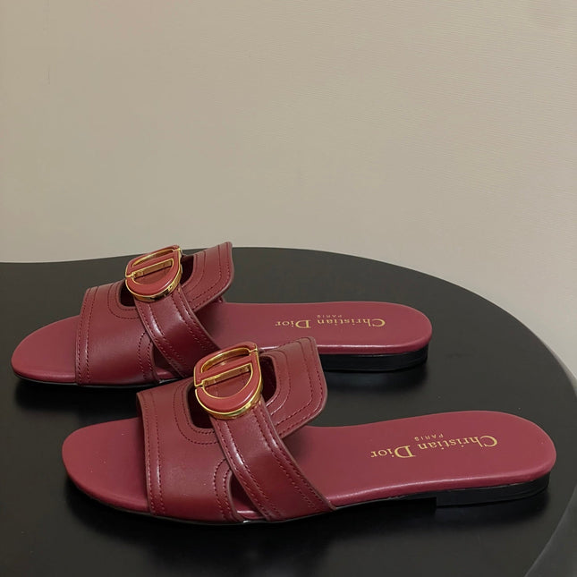 DIOR CLASSIC MONTAIGNE SANDALS 25S IN DARK RED LAMBSKIN WITH CD LOGO