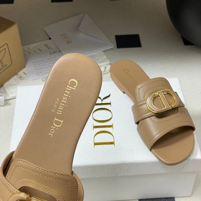 DIOR CLASSIC MONTAIGNE SANDALS 25S IN BROWN LAMBSKIN WITH CD LOGO