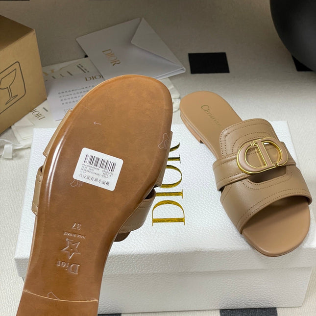 DIOR CLASSIC MONTAIGNE SANDALS 25S IN BROWN LAMBSKIN WITH CD LOGO