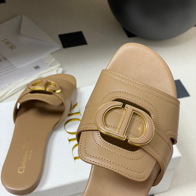 DIOR CLASSIC MONTAIGNE SANDALS 25S IN BROWN LAMBSKIN WITH CD LOGO