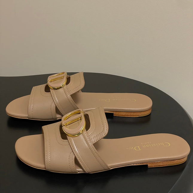 DIOR CLASSIC MONTAIGNE SANDALS 25S IN BROWN LAMBSKIN WITH CD LOGO