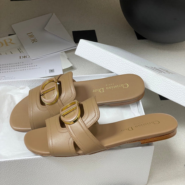 DIOR CLASSIC MONTAIGNE SANDALS 25S IN BROWN LAMBSKIN WITH CD LOGO