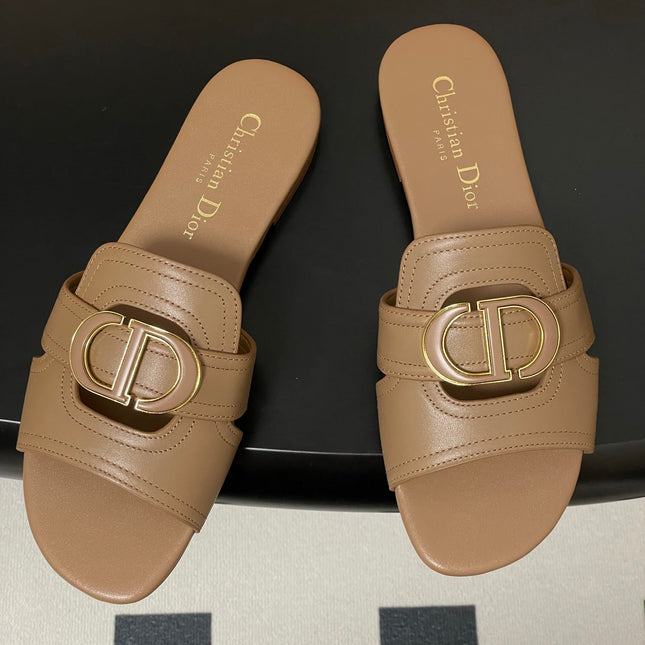 DIOR CLASSIC MONTAIGNE SANDALS 25S IN BROWN LAMBSKIN WITH CD LOGO
