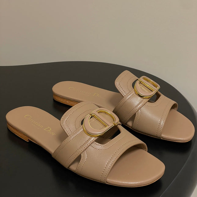 DIOR CLASSIC MONTAIGNE SANDALS 25S IN BROWN LAMBSKIN WITH CD LOGO