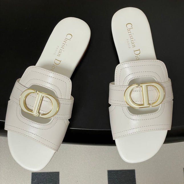 DIOR CLASSIC MONTAIGNE SANDALS 25S IN WHITE LAMBSKIN WITH CD LOGO