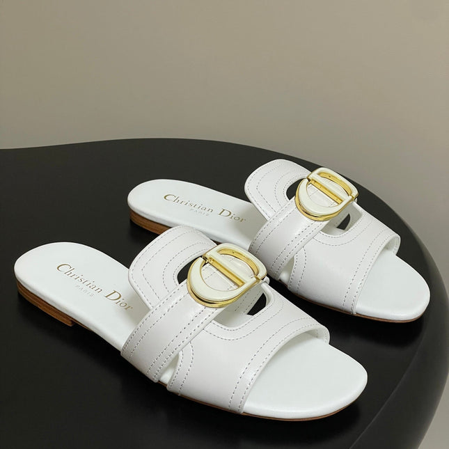 DIOR CLASSIC MONTAIGNE SANDALS 25S IN WHITE LAMBSKIN WITH CD LOGO