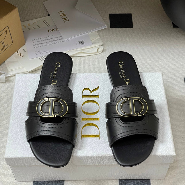 DIOR CLASSIC MONTAIGNE SANDALS 25S IN BLACK LAMBSKIN WITH CD LOGO