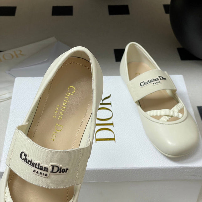 DIOR STRETCH BALLET FLATS 25S IN CREAM WHITE LAMBSKIN
