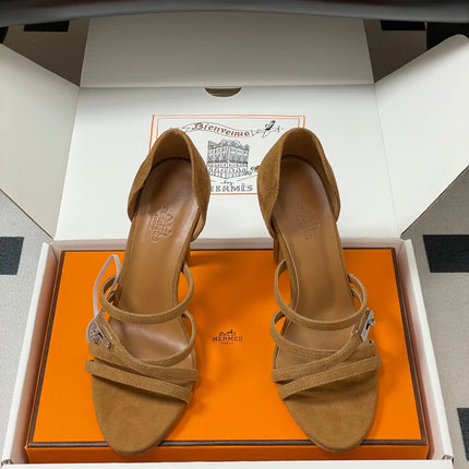 HM 25S HIGH-HEEL SANDAL 105 MM IN BROWN SUEDE