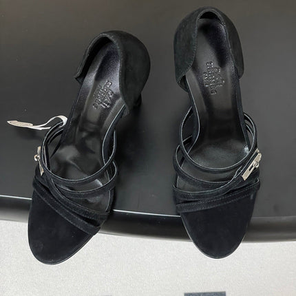 HM 25S HIGH-HEEL SANDAL 105 MM IN BLACK SUEDE