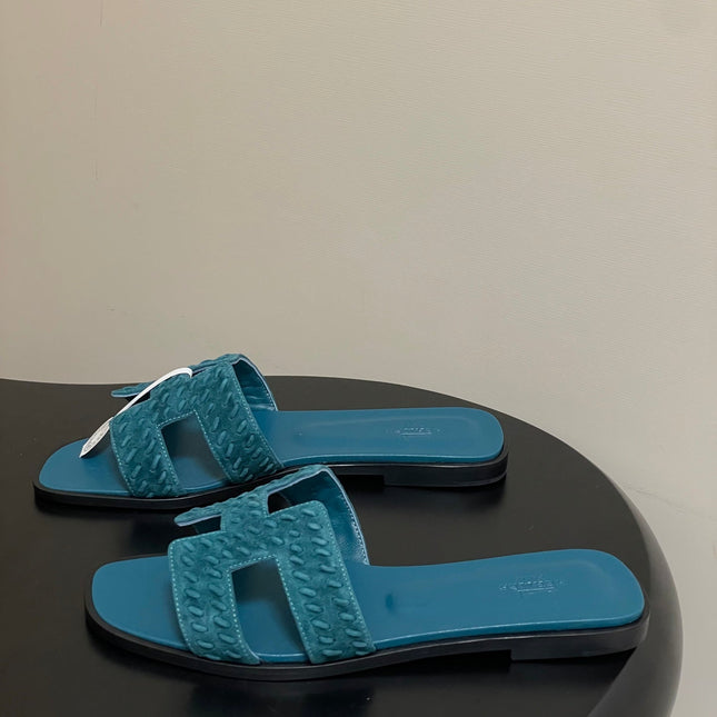 HM 25S ORAN SANDAL IN DARK BLUE SUEDE AND LAMBSKIN