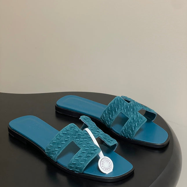 HM 25S ORAN SANDAL IN DARK BLUE SUEDE AND LAMBSKIN