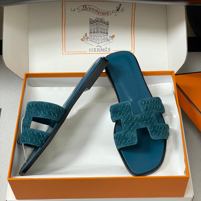 HM 25S ORAN SANDAL IN DARK BLUE SUEDE AND LAMBSKIN
