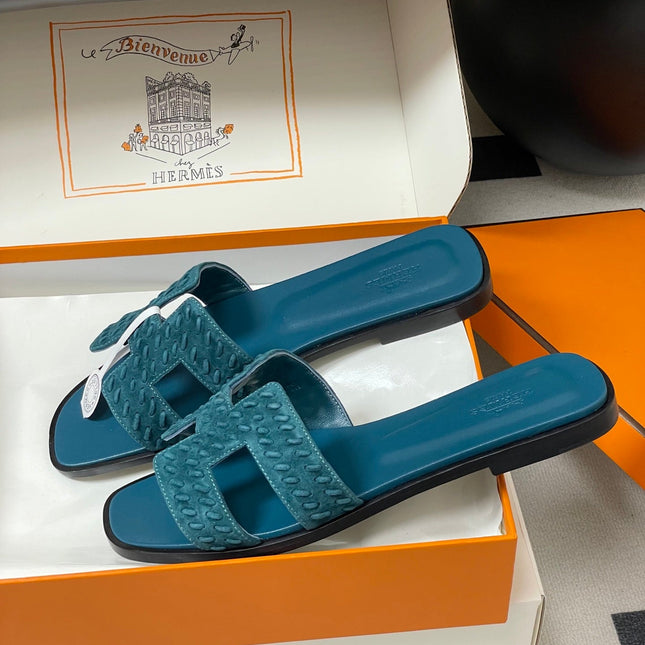 HM 25S ORAN SANDAL IN DARK BLUE SUEDE AND LAMBSKIN