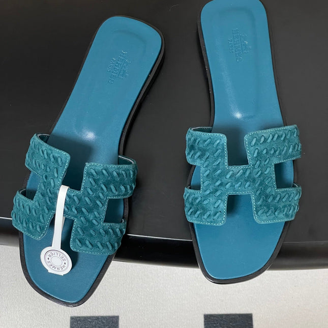 HM 25S ORAN SANDAL IN DARK BLUE SUEDE AND LAMBSKIN