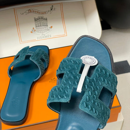 HM 25S ORAN SANDAL IN DARK BLUE SUEDE AND LAMBSKIN