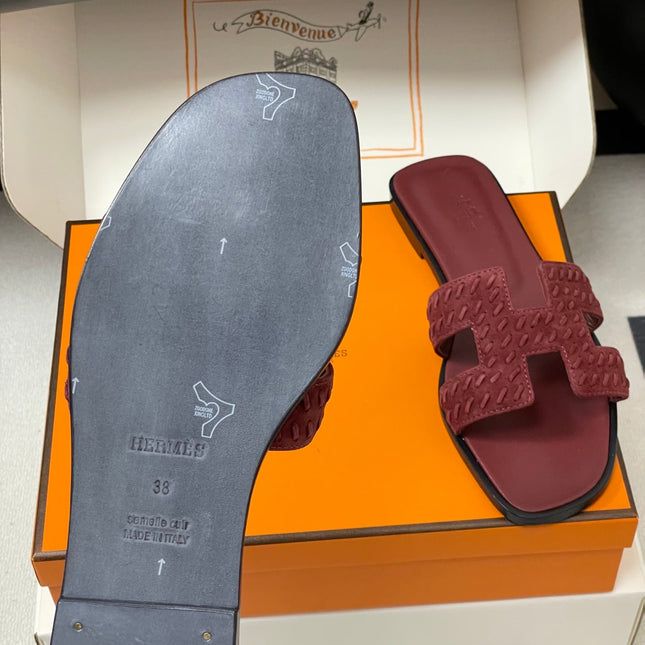 HM 25S ORAN SANDAL IN DARK RED SUEDE AND LAMBSKIN