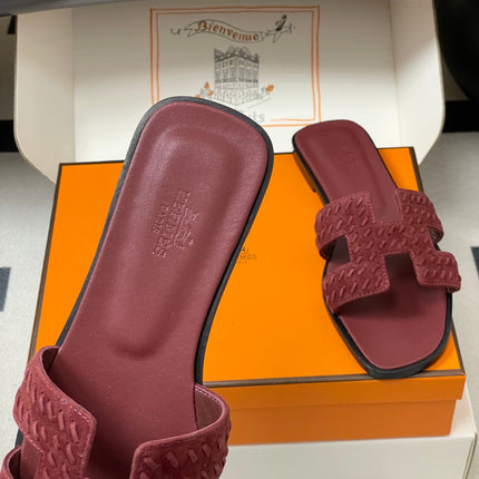 HM 25S ORAN SANDAL IN DARK RED SUEDE AND LAMBSKIN