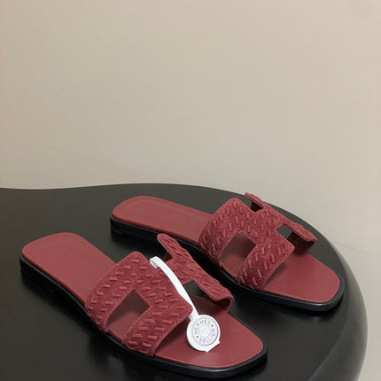 HM 25S ORAN SANDAL IN DARK RED SUEDE AND LAMBSKIN