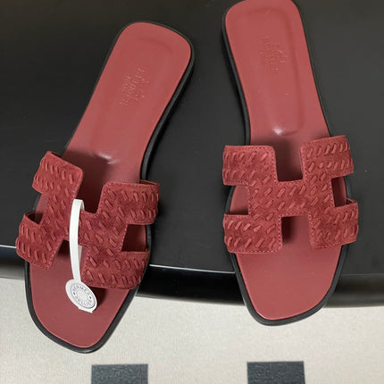 HM 25S ORAN SANDAL IN DARK RED SUEDE AND LAMBSKIN