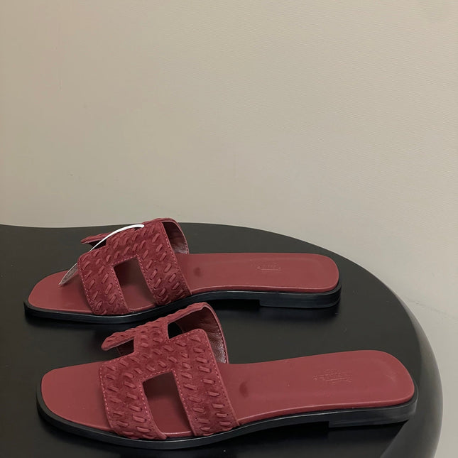 HM 25S ORAN SANDAL IN DARK RED SUEDE AND LAMBSKIN