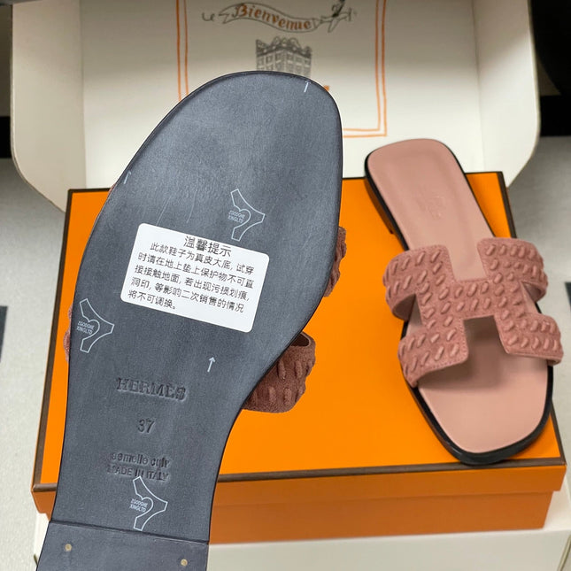 HM 25S ORAN SANDAL IN PEACHY PINK SUEDE AND LAMBSKIN