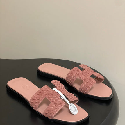 HM 25S ORAN SANDAL IN PEACHY PINK SUEDE AND LAMBSKIN