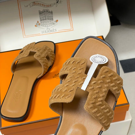HM 25S ORAN SANDAL IN LIGHT BROWN SUEDE AND LAMBSKIN