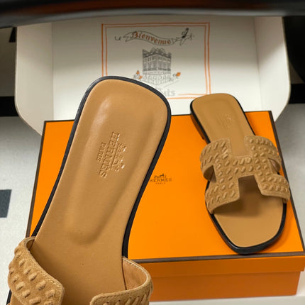 HM 25S ORAN SANDAL IN LIGHT BROWN SUEDE AND LAMBSKIN