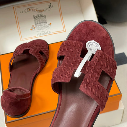 HM 25S SANTORINI SANDAL IN DARK RED SUEDE AND LAMBSKIN