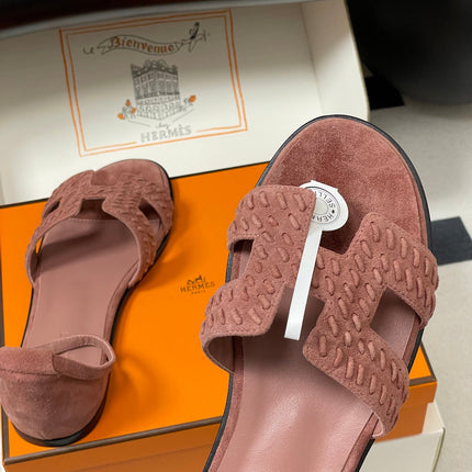 HM 25S SANTORINI SANDAL IN PEACHY PINK SUEDE AND LAMBSKIN