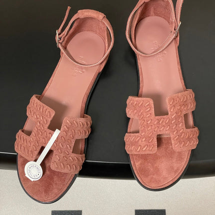 HM 25S SANTORINI SANDAL IN PEACHY PINK SUEDE AND LAMBSKIN