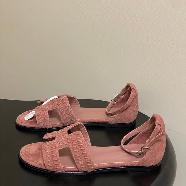 HM 25S SANTORINI SANDAL IN PEACHY PINK SUEDE AND LAMBSKIN