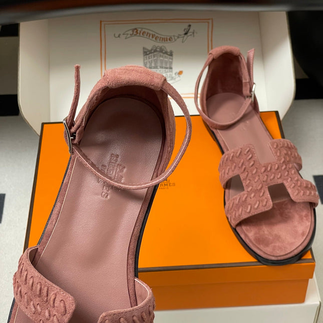 HM 25S SANTORINI SANDAL IN PEACHY PINK SUEDE AND LAMBSKIN