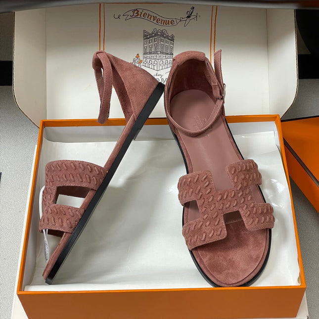 HM 25S SANTORINI SANDAL IN PEACHY PINK SUEDE AND LAMBSKIN