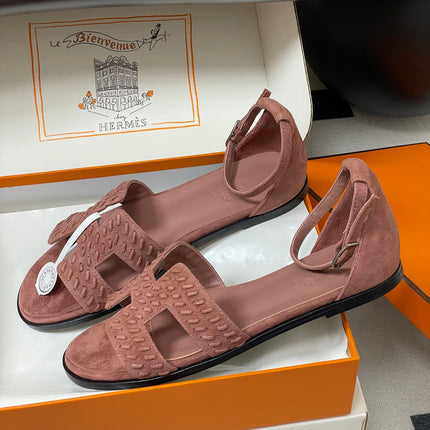 HM 25S SANTORINI SANDAL IN PEACHY PINK SUEDE AND LAMBSKIN