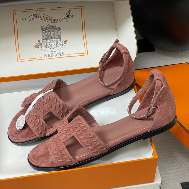 HM 25S SANTORINI SANDAL IN PEACHY PINK SUEDE AND LAMBSKIN