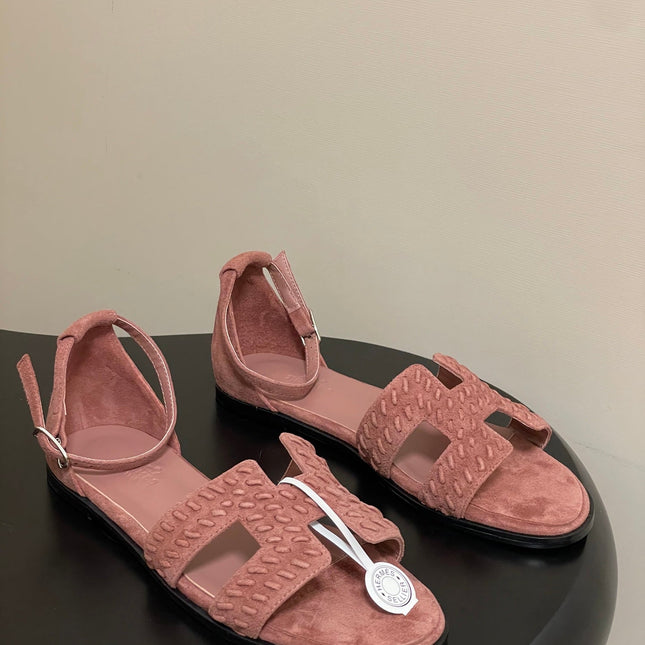 HM 25S SANTORINI SANDAL IN PEACHY PINK SUEDE AND LAMBSKIN