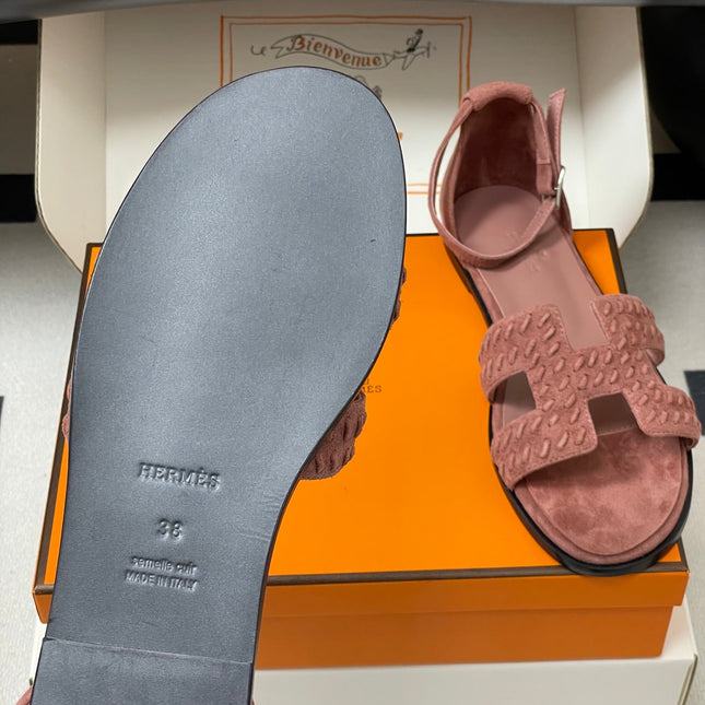 HM 25S SANTORINI SANDAL IN PEACHY PINK SUEDE AND LAMBSKIN