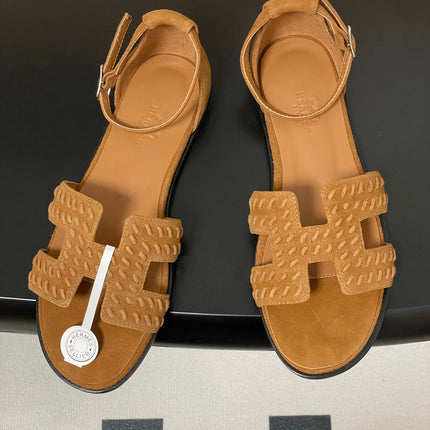 HM 25S SANTORINI SANDAL IN BROWN SUEDE AND LAMBSKIN