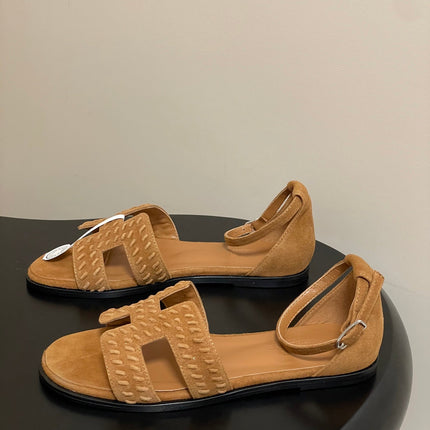 HM 25S SANTORINI SANDAL IN BROWN SUEDE AND LAMBSKIN