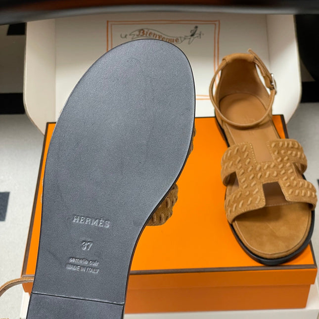 HM 25S SANTORINI SANDAL IN BROWN SUEDE AND LAMBSKIN