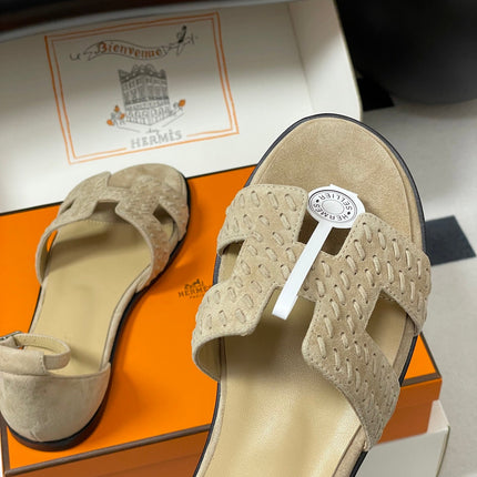 HM 25S SANTORINI SANDAL IN BEIGE SUEDE AND LAMBSKIN