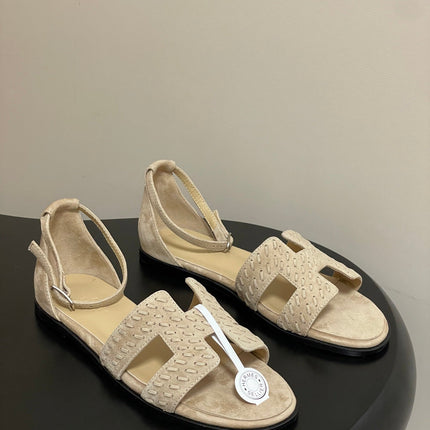 HM 25S SANTORINI SANDAL IN BEIGE SUEDE AND LAMBSKIN